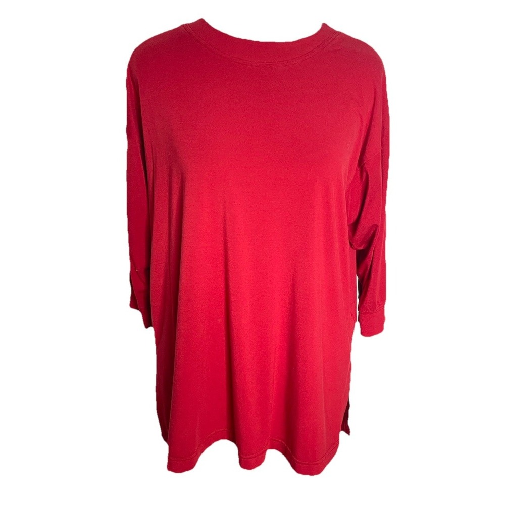 Athleta Women's Size S Inspire Top‎ Tunic Red 3/4 Sleeve Relaxed Oversized Comfy